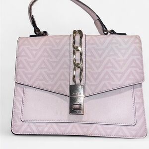 Aldo Light Pink Geometric Satchel with Chain Detail